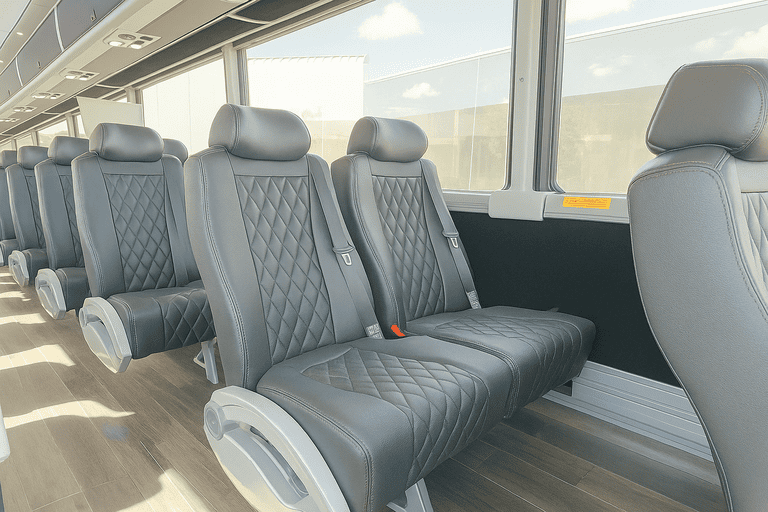 interior of Coach Bus Lawrence charter bus